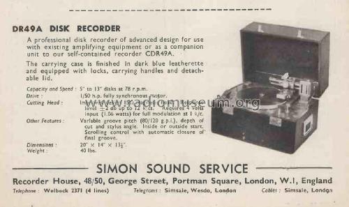 Disk Recorder DR49A; Simon Sound Services (ID = 2910018) R-Player