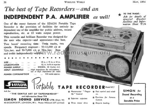 Tape Recorder SP1; Simon Sound Services (ID = 2860011) R-Player