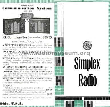KL ; Simplex Radio Co.; (ID = 1692121) Ampl/Mixer