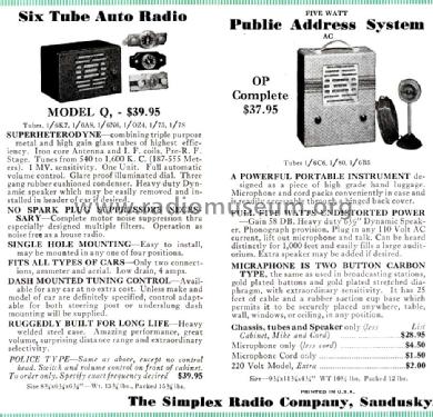 OP ; Simplex Radio Co.; (ID = 1692113) Ampl/Mixer