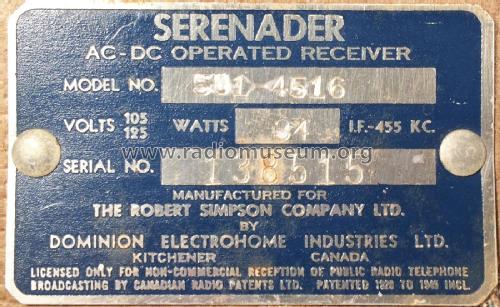 Serenader 502 Ch= SU1-4516; Simpson Co. Ltd., (ID = 2091705) Radio