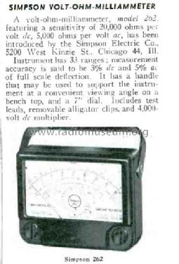 AC-DC Volt-Ohm-Milliammeter 262; Simpson Electric Co. (ID = 3062700) Ausrüstung