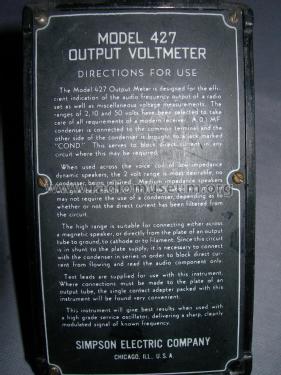 Output Voltmeter 427; Simpson Electric Co. (ID = 2434995) Equipment