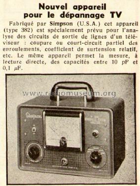 Horizontal System Analyzer - Capacity Meter 382; Simpson Electric Co. (ID = 562987) Ausrüstung