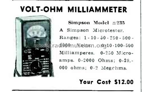 Volt-Ohm-Milliammeter 235; Simpson Electric Co. (ID = 2848267) Equipment