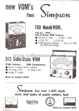 Volt-Ohm-Milliammeter 313; Simpson Electric Co. (ID = 2605585) Equipment