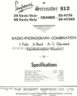 Serenader 512 S2-4726Z; Simpson Co. Ltd., (ID = 824804) Radio