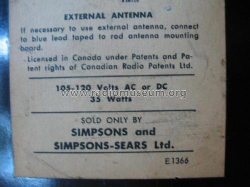 Silvertone 4165 Ch= C817.41650; Simpsons Sears Ltd.; (ID = 1978010) Radio