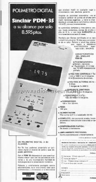 Digital Multimeter PDM35; Sinclair Radionics (ID = 956143) Equipment