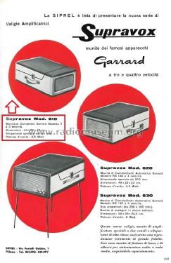 Supravox Fonovaligia Giradischi 610; Siprel, Società (ID = 3108994) R-Player