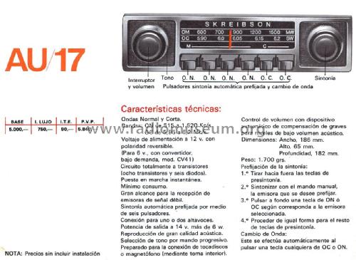 AU-17; Skreibson; Barcelona (ID = 2104174) Car Radio