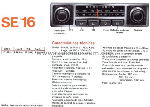 SE-16; Skreibson; Barcelona (ID = 2104584) Car Radio