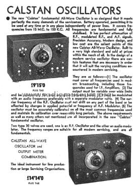 Calstan All-Wave Oscillator & Output Meter Combination ; Slade Radio Pty. Ltd (ID = 2459470) Equipment