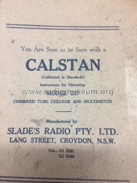 Calstan Valve Tester and Multi-tester 223; Slade Radio Pty. Ltd (ID = 2116635) Equipment