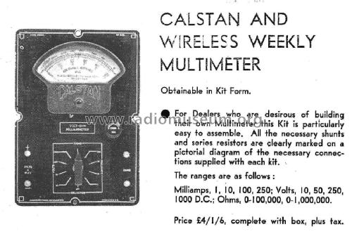 Calstan Wireless Weekly, DC, Volt Ohm Multimeter ; Slade Radio Pty. Ltd (ID = 2460266) Equipment