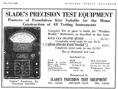 Calstan Wireless Weekly, DC, Volt Ohm Multimeter ; Slade Radio Pty. Ltd (ID = 2460267) Equipment