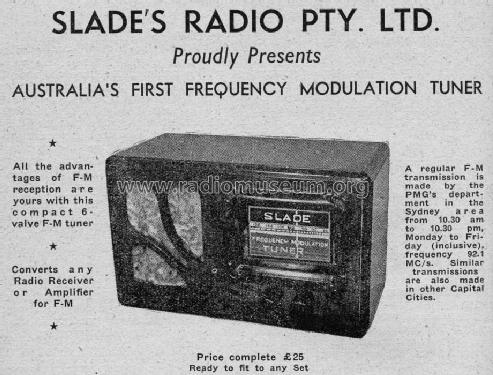 Slade F.M. Tuner ; Slade Radio Pty. Ltd (ID = 1134594) Radio