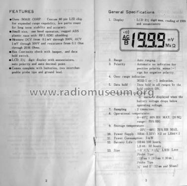 Digital Multimeter 3100; Soar Corporation; (ID = 1730717) Equipment