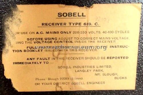 Console 619C; Sobell Ind., Slough (ID = 2925060) Radio