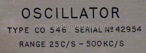 Oscillator CO 546; Solartron Laboratory (ID = 2118210) Equipment