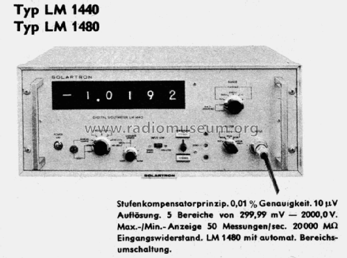 Digital Voltmeter LM1440; Solartron Laboratory (ID = 2529393) Equipment