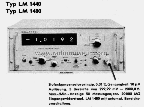 Digital Voltmeter LM1480; Solartron Laboratory (ID = 2529395) Equipment