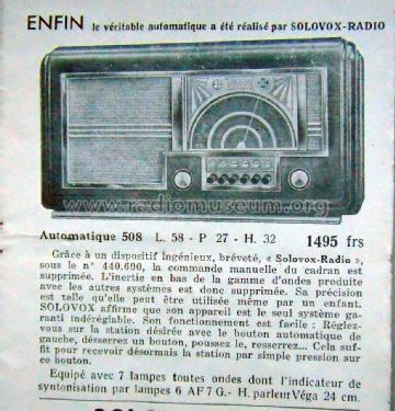 508 Automatique; Solovox-Radio, (ID = 1815052) Radio