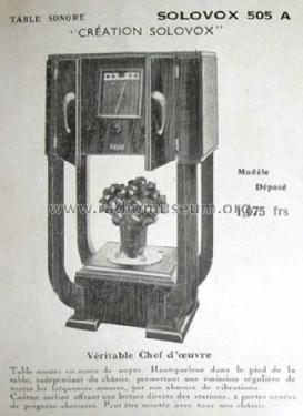 Table Sonore Ch= 505A; Solovox-Radio, (ID = 2648570) Radio