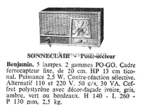 Benjamin ; Sonneclair, (ID = 2323981) Radio