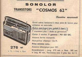 Cosmos 62; Sonolor; Paris, La (ID = 506021) Radio