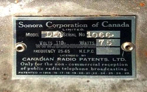 D50; Sonora Corp. of (ID = 1804344) Radio