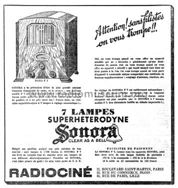 Super 7 F7; Sonora-Radio; Paris, (ID = 1927790) Radio