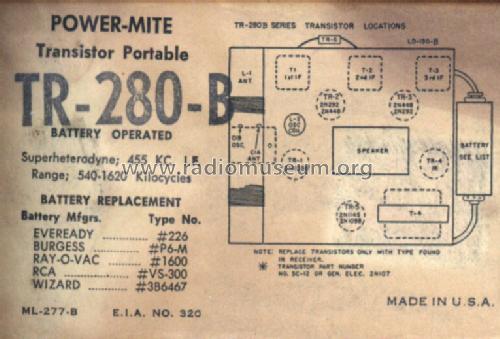 Power-Mite Super Six Transistor TR-280-B; Sonora Radio & Telev (ID = 758964) Radio