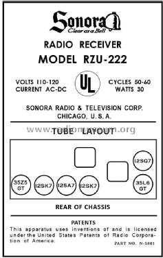 RZU-222 Ch= HS-72; Sonora Radio & Telev (ID = 2887081) Radio