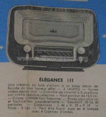 Élégance III ; Sonora-Radio; Paris, (ID = 1607507) Radio