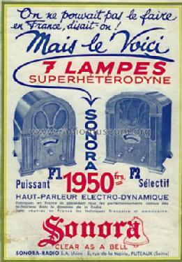 Super 7 F1; Sonora-Radio; Paris, (ID = 1528868) Radio