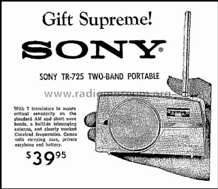 7 Transistor TR-725; Sony Corporation; (ID = 2805382) Radio