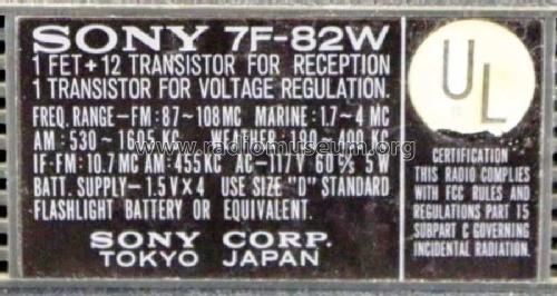 7F-82W; Sony Corporation; (ID = 2589687) Radio