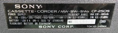 Cassette-Corder CF-250S; Sony Corporation; (ID = 2780426) Radio