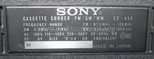 Cassette-Corder CF-410; Sony Corporation; (ID = 2775114) Radio