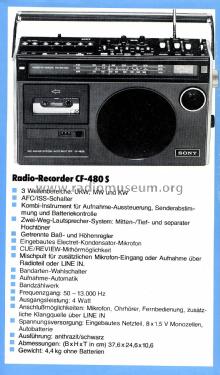 Cassette-Corder CF-480S; Sony Corporation; (ID = 2807544) Radio