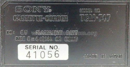 Cassette Corder TCM-747; Sony Corporation; (ID = 2590868) R-Player