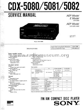 CDX-5080; Sony Corporation; (ID = 2832883) Car Radio