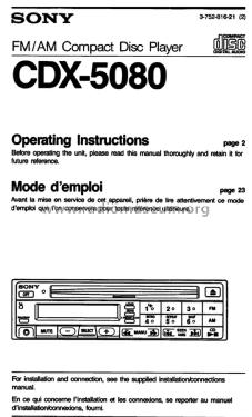 CDX-5080; Sony Corporation; (ID = 2832885) Car Radio