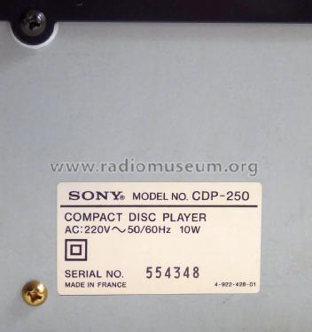 Compact Disc Player CDP-250; Sony Corporation; (ID = 2712437) Ton-Bild