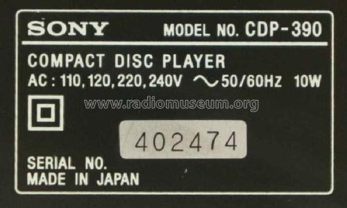 Compact Disc Player CDP-390; Sony Corporation; (ID = 2459962) R-Player