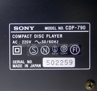 Compact Disc Player CDP-790; Sony Corporation; (ID = 2759698) R-Player