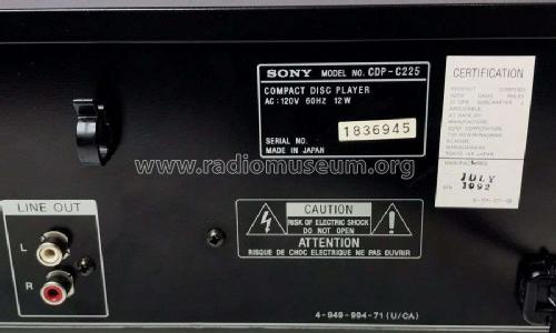 Compact Disc Player CDP-C225; Sony Corporation; (ID = 2472304) Sonido-V