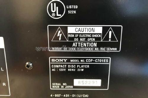 Compact Disc Player CDP-C701ES; Sony Corporation; (ID = 2472499) R-Player