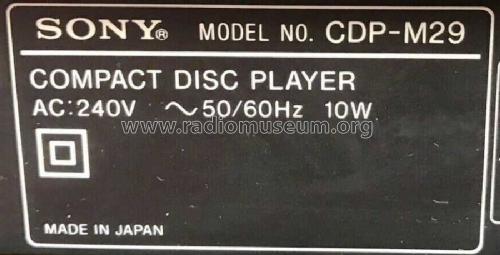 Compact Disc Player CDP-M29; Sony Corporation; (ID = 2458106) Enrég.-R